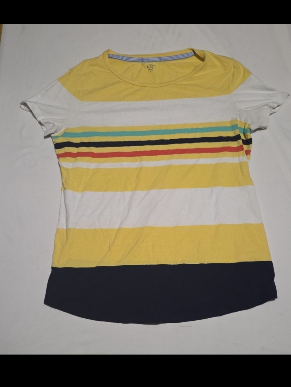 Crown & ivy Women's large yellow striped shirt #29